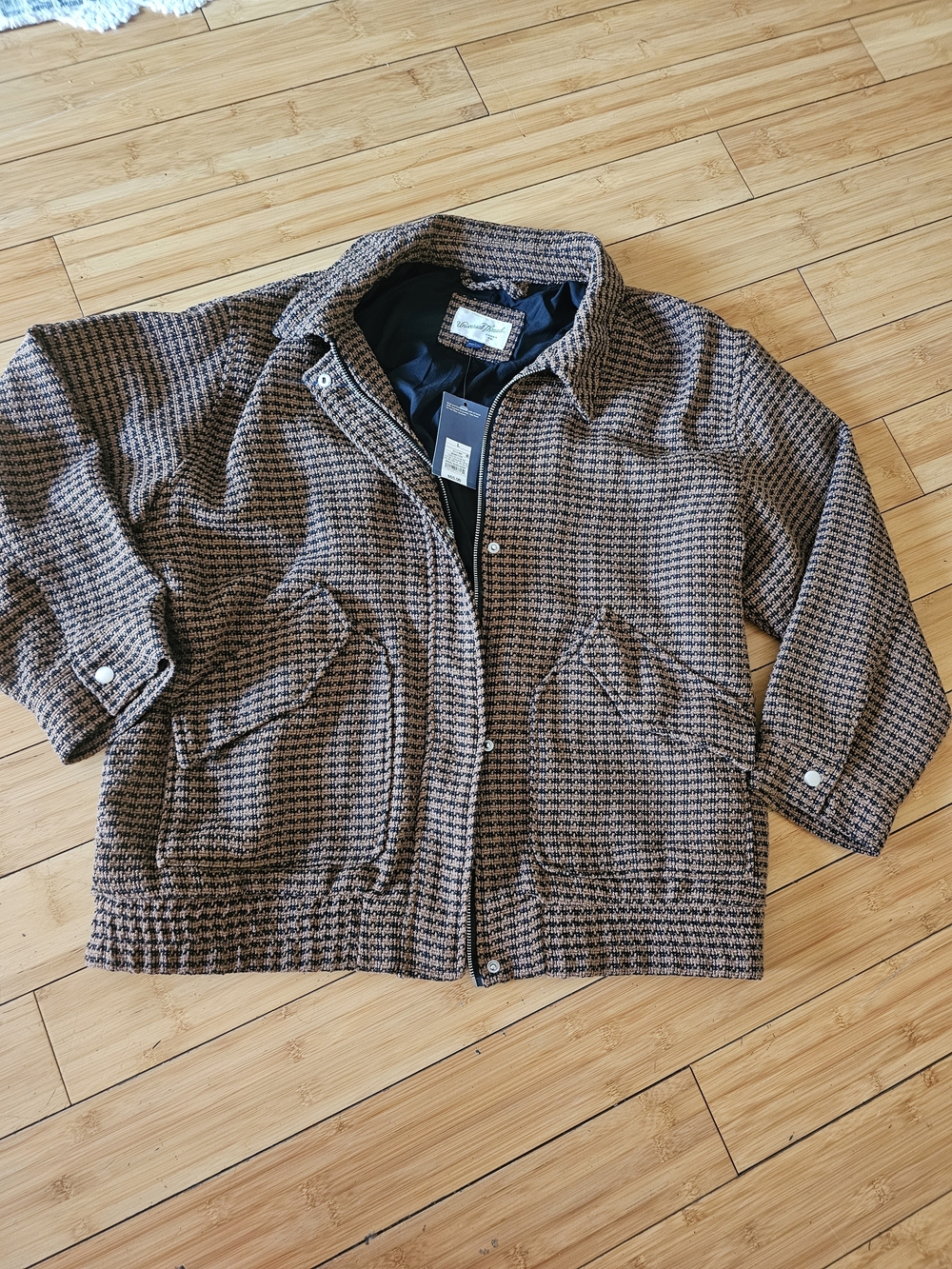 Universal Thread Brown Houndstooth Bomber Jacket - Picture 6 of 9